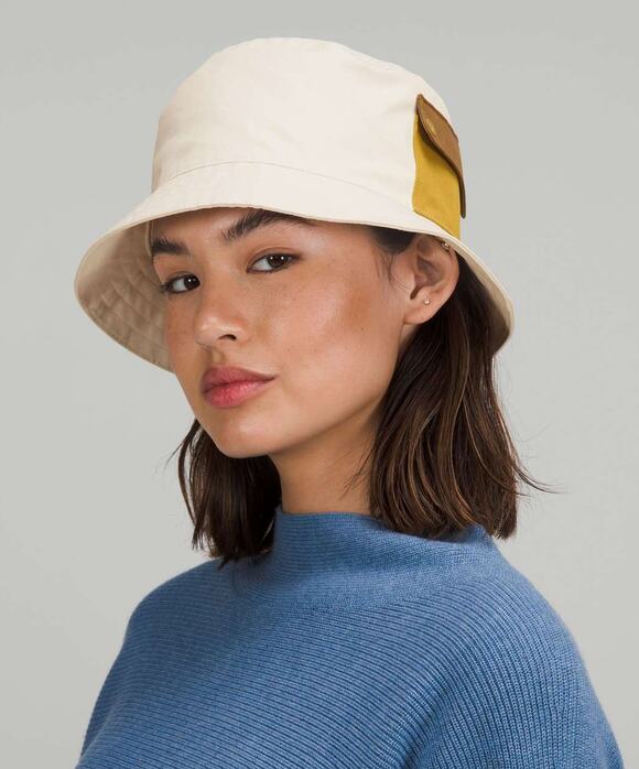 LULULEMON On My Level Bucket Hat White Opal Auric Gold Artifact Sz S/M NWT